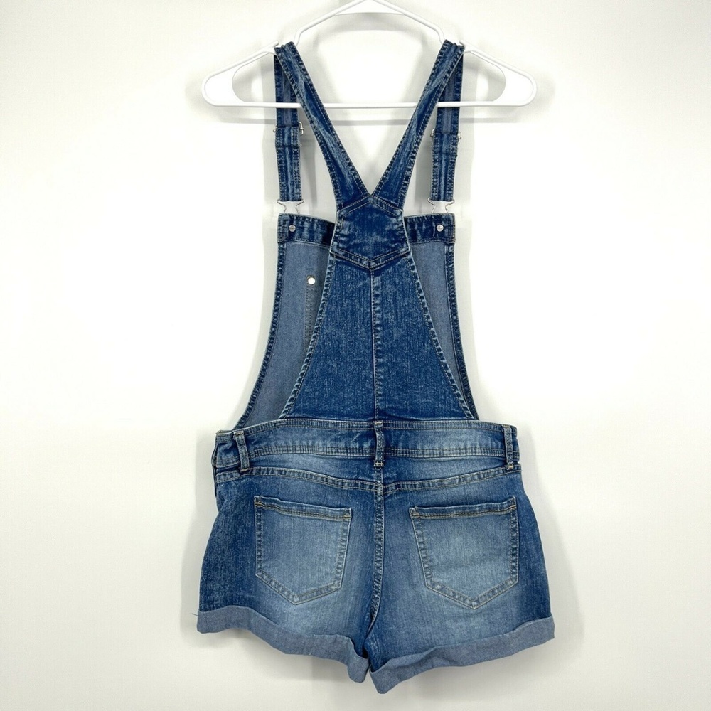 No Boundaries Denim Shortalls Cuffed Overalls Relax Fit - Picture 7 of 12